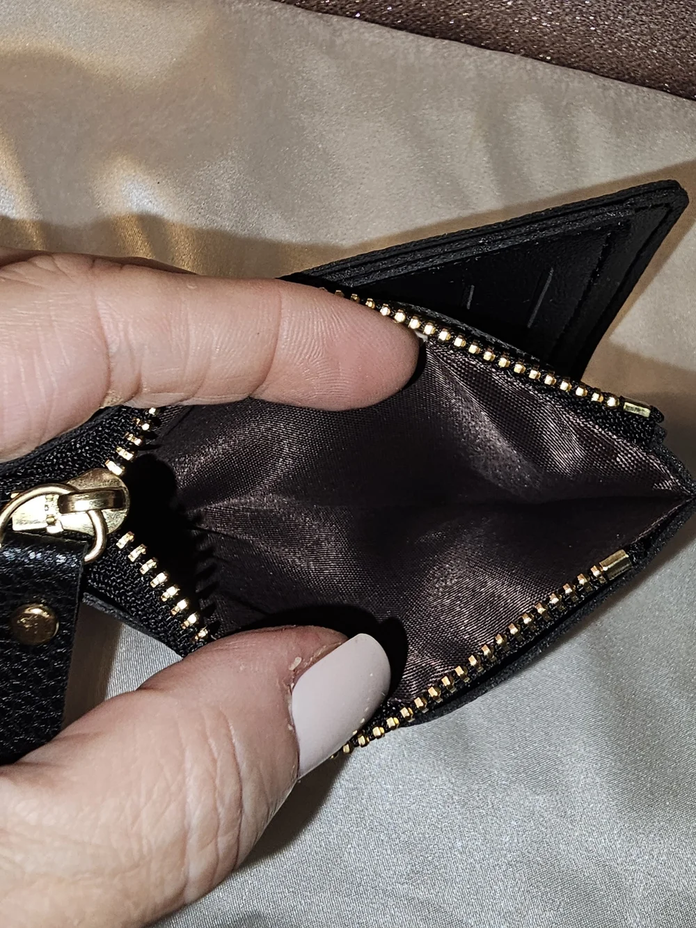 Black Embroidered Cherry Zip Wallet